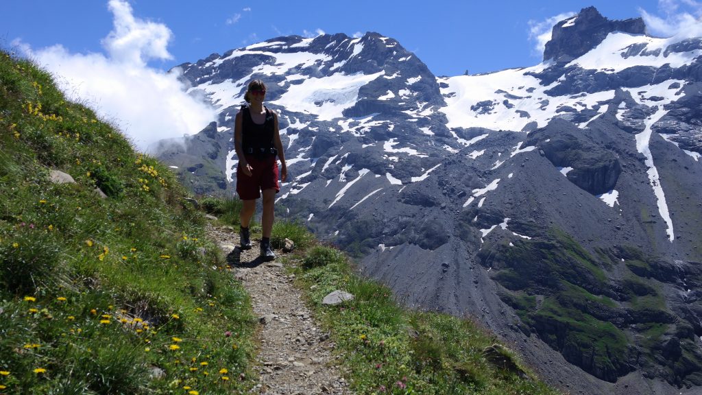 Barbara making her way along the path