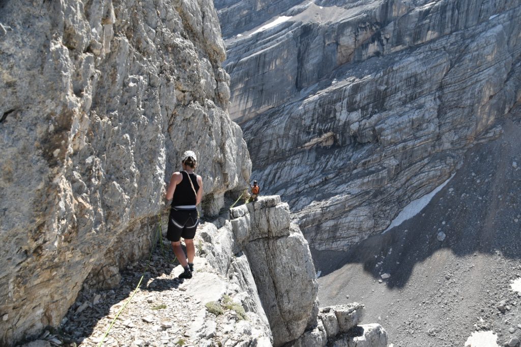 Barbara on the traverse of the Tower of Sabbioni