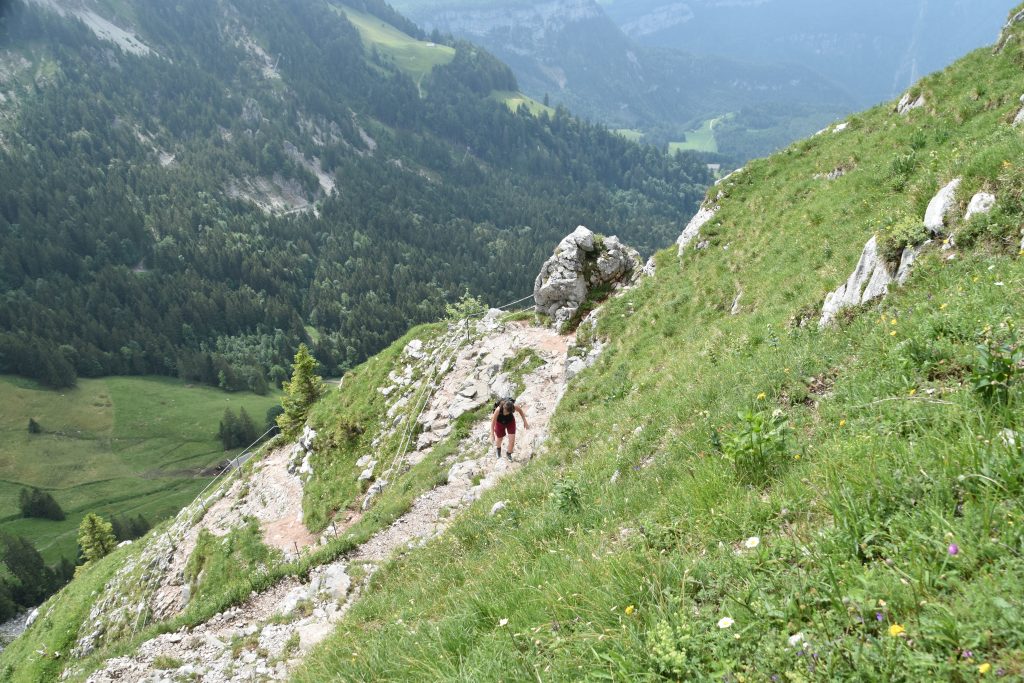 Barbara zig-zagging her way up the mountain