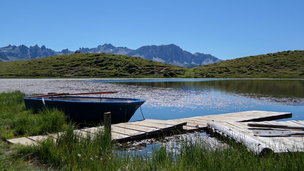 Pier and boat on Carschinasee