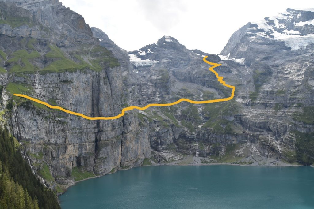 Approximate route above Oescheninsee to Fründenhütte
