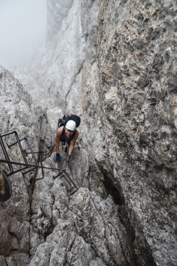 The chimney on via ferrata Alleghesi