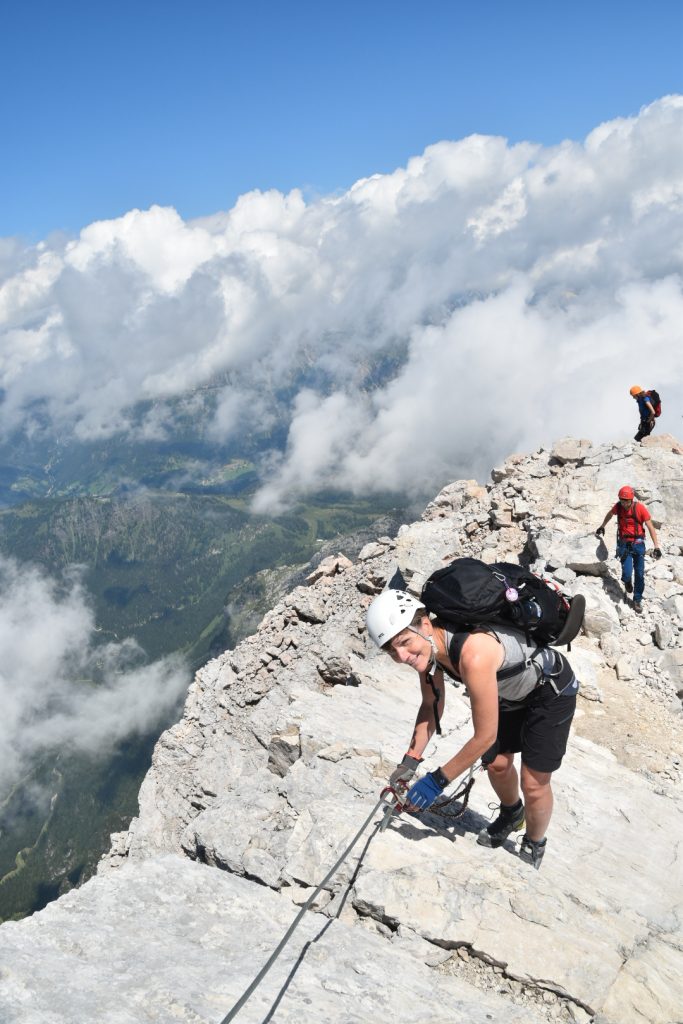 The final ridge on via ferrata Alleghesi before the summit