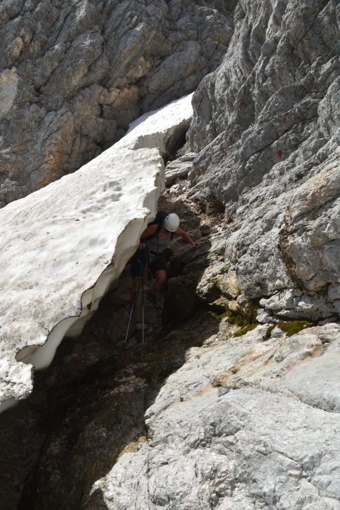 Almost crawling under the snow field
