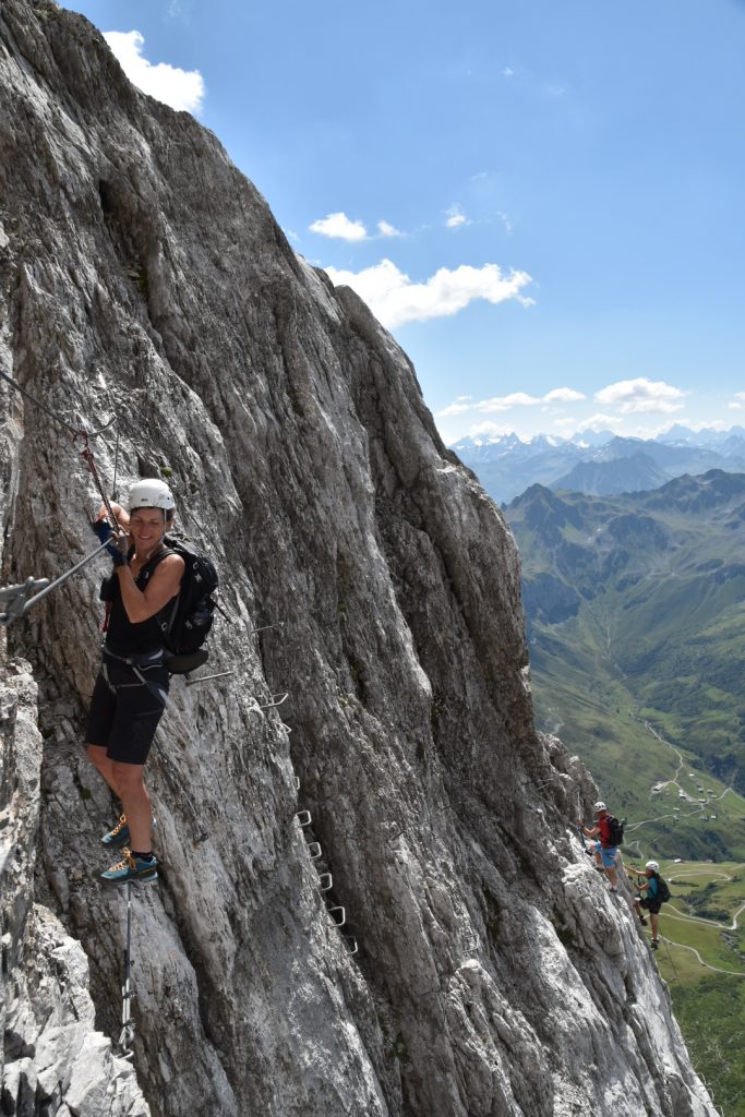 Concentrating on rope bridge