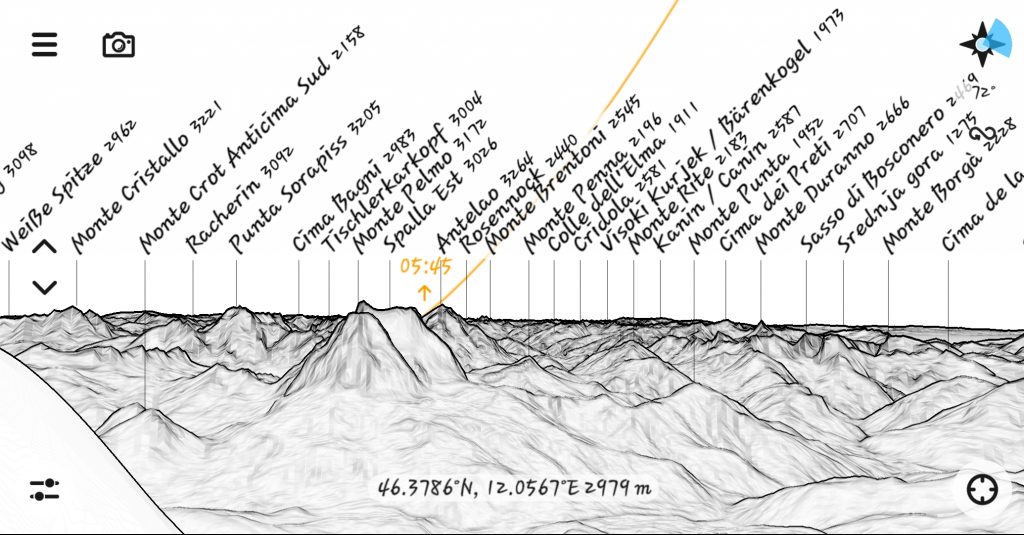 Some of the peaks visible from Rifugio Torrani