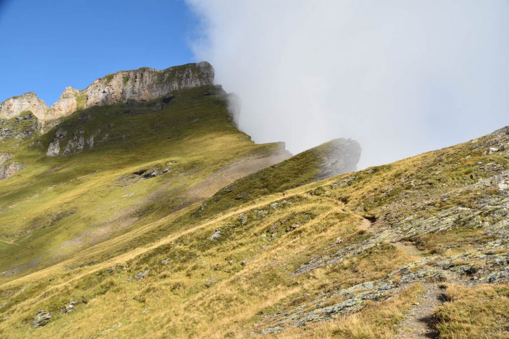 Cloud boiling up along the eastern flank