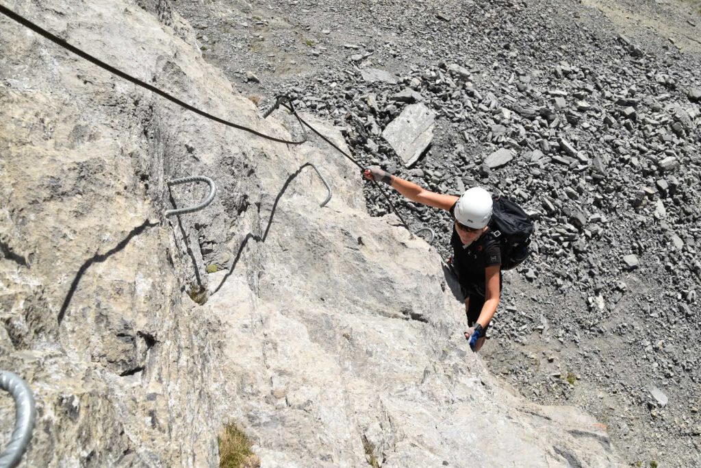 On the steep vertical section