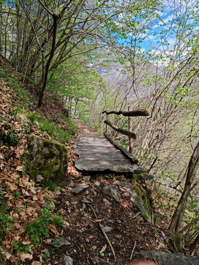Stone footbridge on Valle Verzasca trail