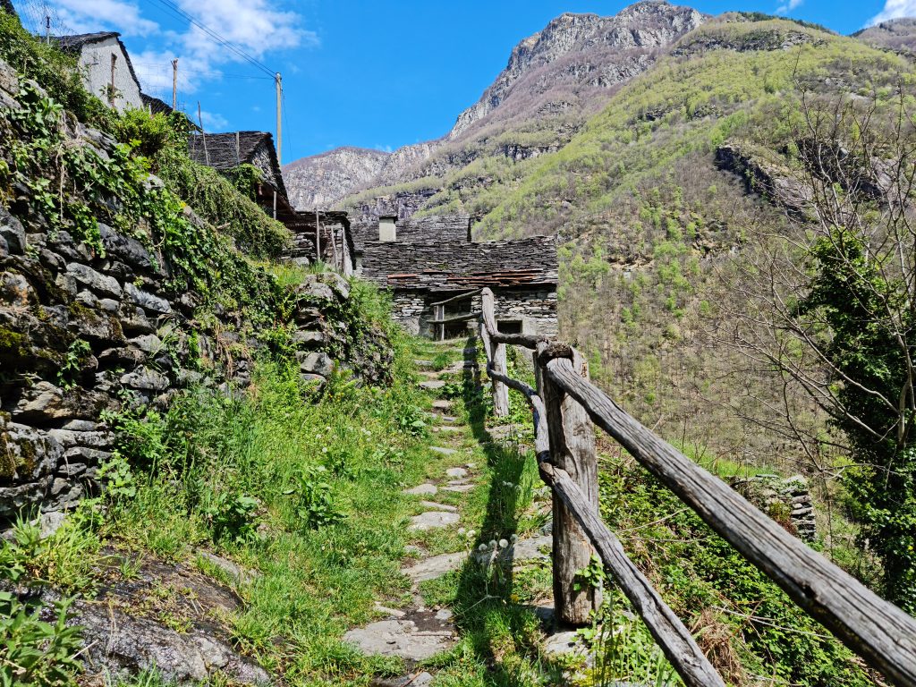 Stairs leading to Corippo - the tiny village on the Valle Verzasca trail