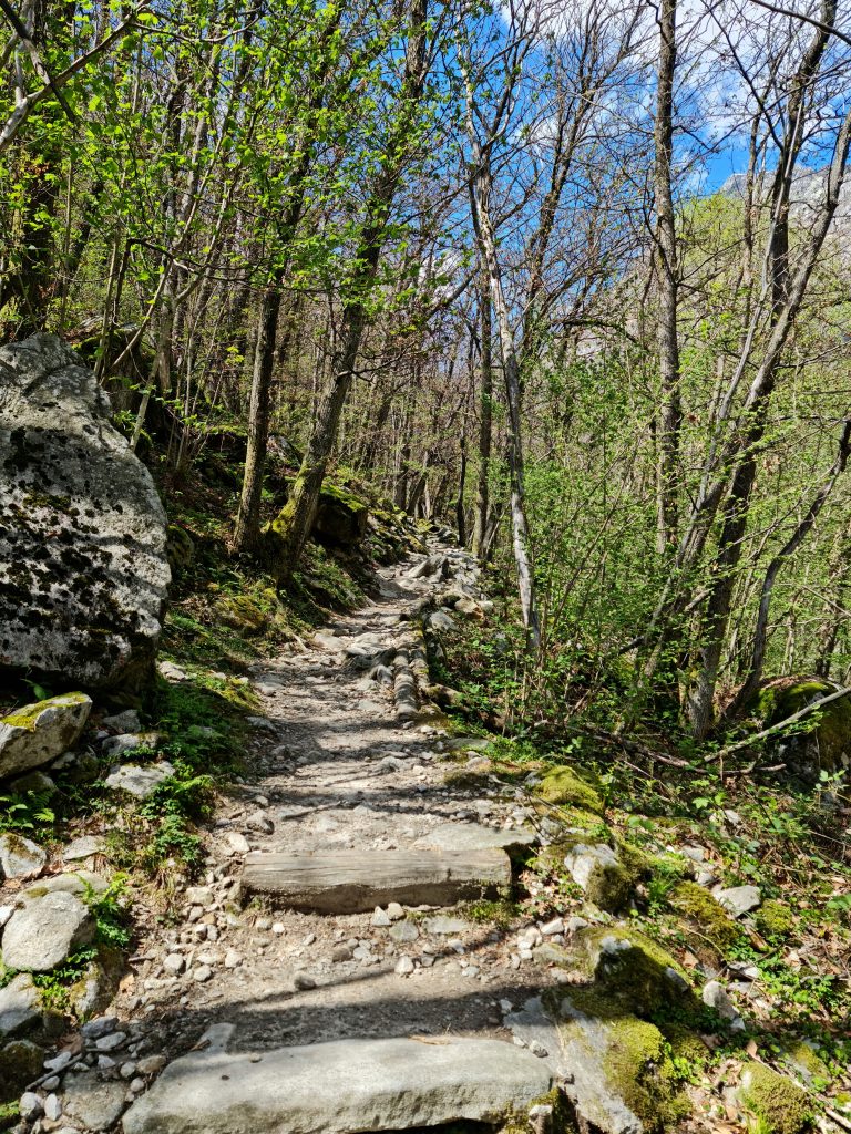 Well-worn stone steps on Valle Verzasca trail